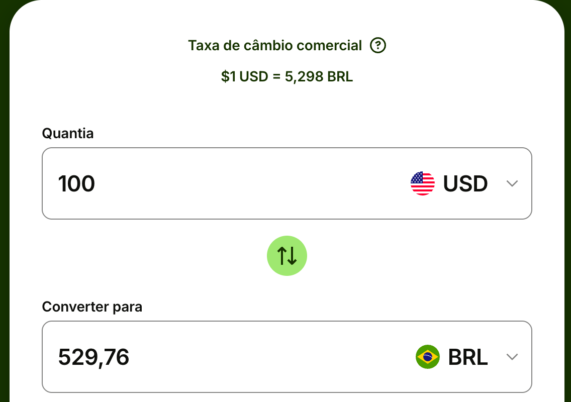 Simulador de conversão USD → BRL